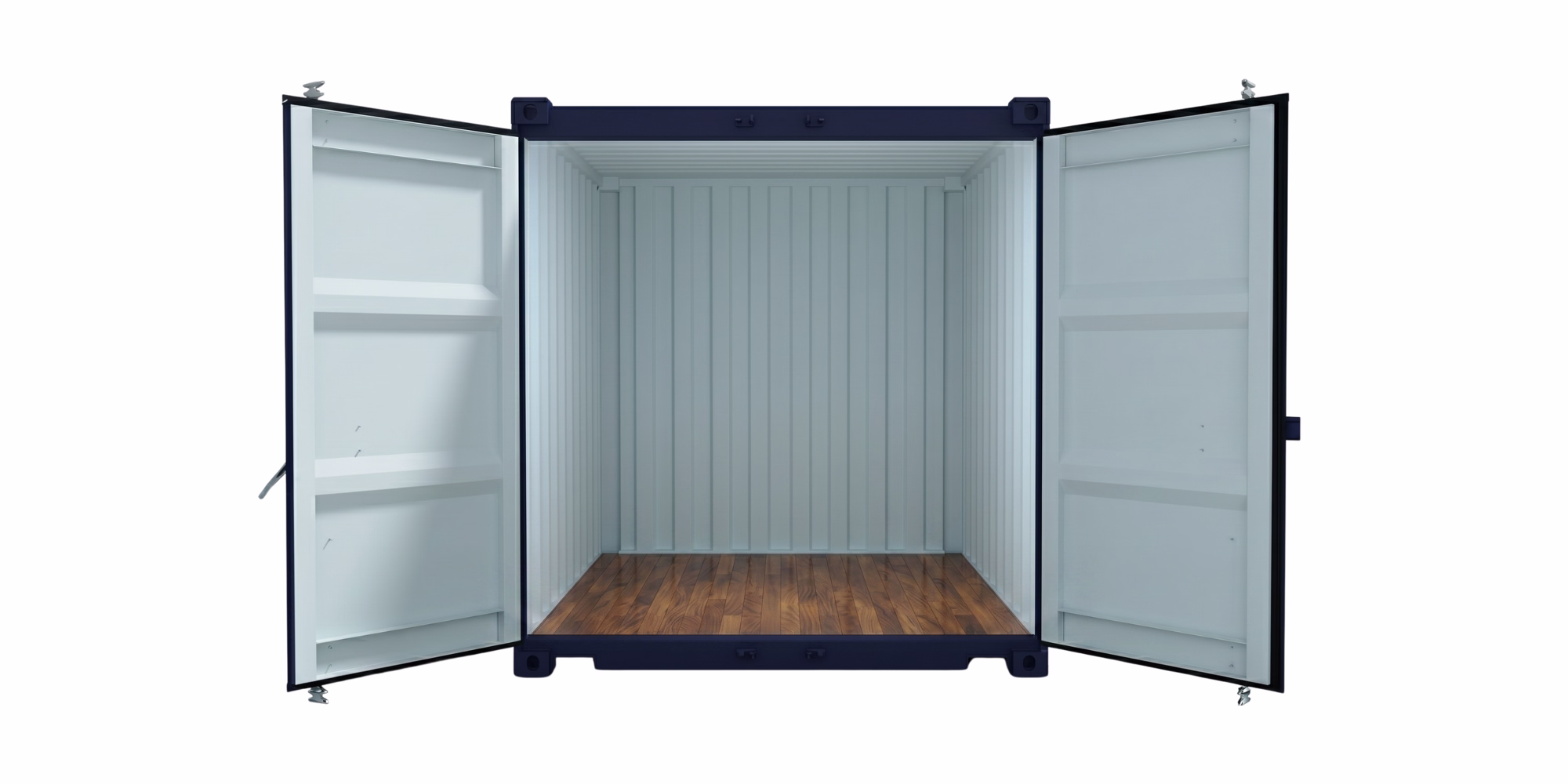 Contenedor de 10 pies con las puertas abiertas