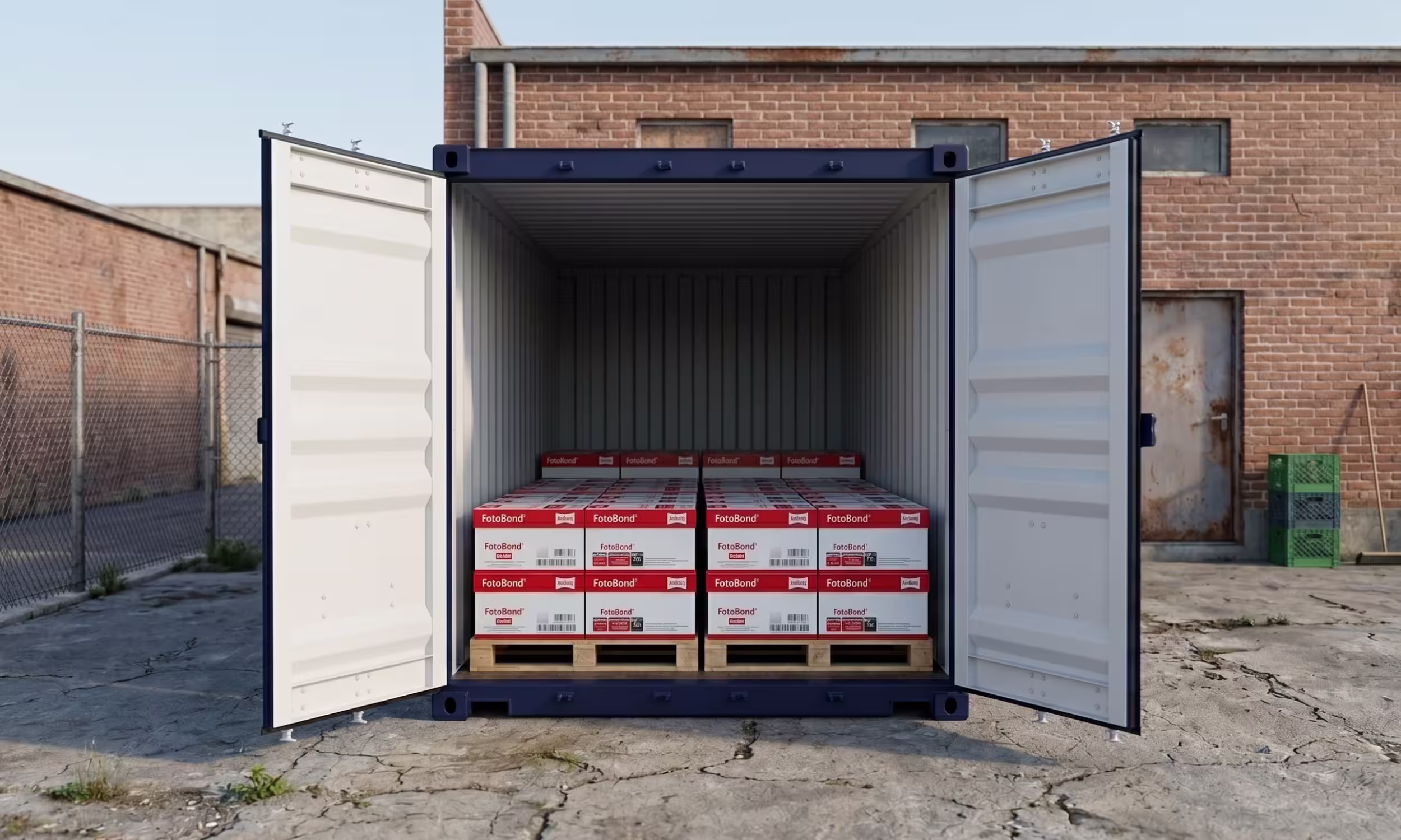 Contenedor de 10 pies con las puertas abiertas