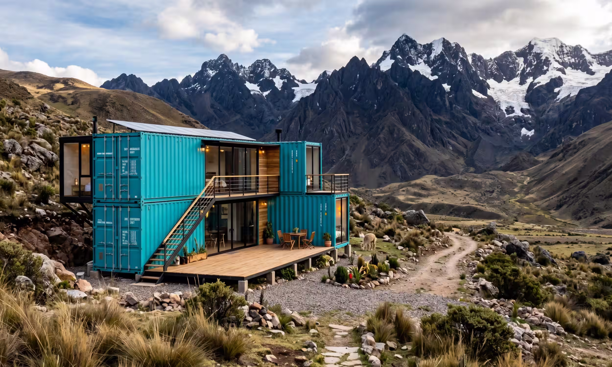 Casa contenedor montado en la sierra peruana