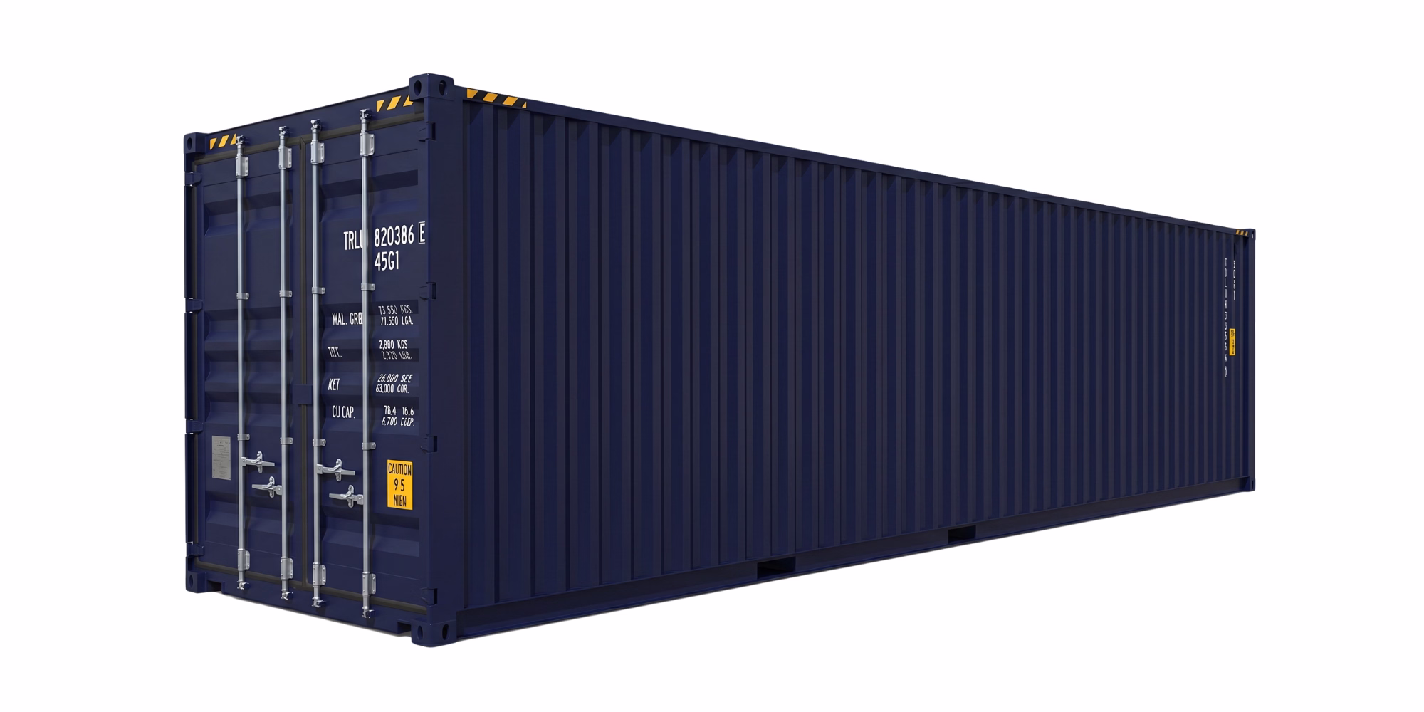 Exterior de un contenedor de 40 pies high cube