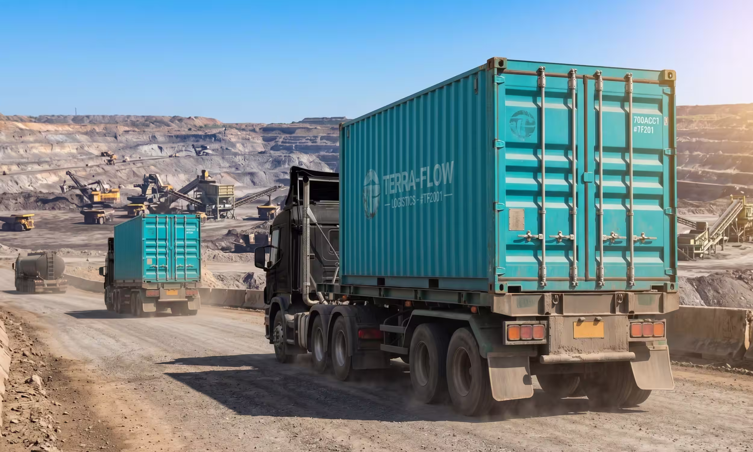 Camión transportando un contenedor marítimo de 20 pies